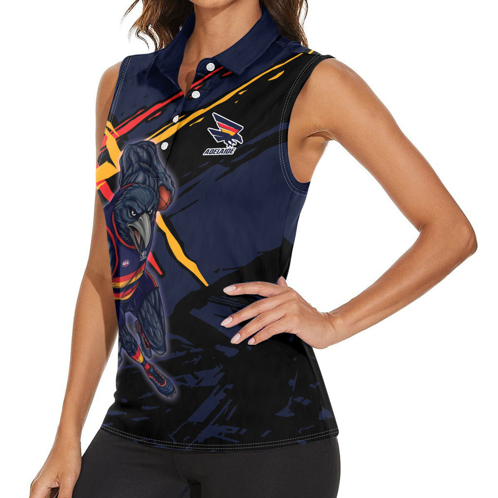 Adelaide Football Club Women Sleeveless Polo Shirt Crows Muscular Mascot Graphic - Abstract Paint Splatter Art