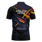 Adelaide Football Club Zipper Polo Shirt Crows Muscular Mascot Graphic - Abstract Paint Splatter Art