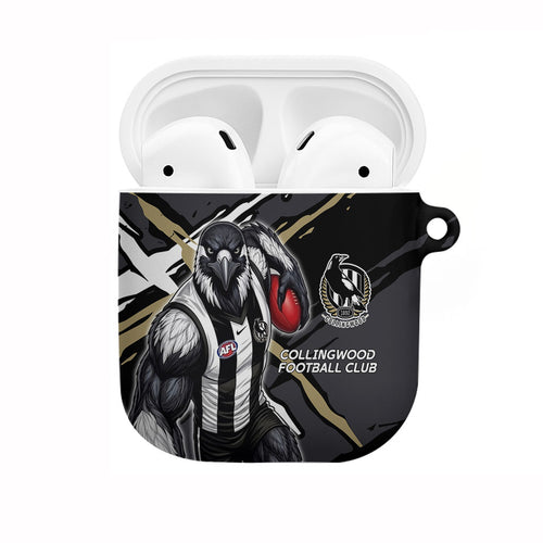 Collingwood Football Club AirPods Case Magpies Muscular Mascot Graphic - Abstract Paint Splatter Art