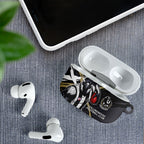 Collingwood Football Club AirPods Case Magpies Muscular Mascot Graphic - Abstract Paint Splatter Art