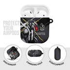 Collingwood Football Club AirPods Case Magpies Muscular Mascot Graphic - Abstract Paint Splatter Art