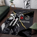Collingwood Football Club Area Rug Magpies Muscular Mascot Graphic - Abstract Paint Splatter Art