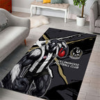 Collingwood Football Club Area Rug Magpies Muscular Mascot Graphic - Abstract Paint Splatter Art