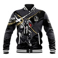 Collingwood Football Club Baseball Jacket Magpies Muscular Mascot Graphic - Abstract Paint Splatter Art