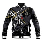 Collingwood Football Club Baseball Jacket Magpies Muscular Mascot Graphic - Abstract Paint Splatter Art