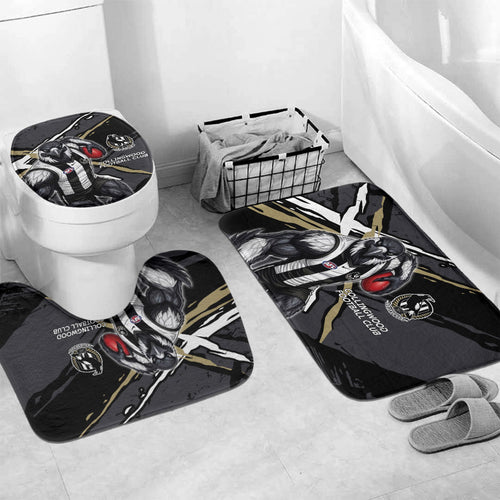 Collingwood Football Club Bathroom Set Magpies Muscular Mascot Graphic - Abstract Paint Splatter Art