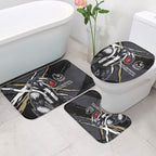 Collingwood Football Club Bathroom Set Magpies Muscular Mascot Graphic - Abstract Paint Splatter Art