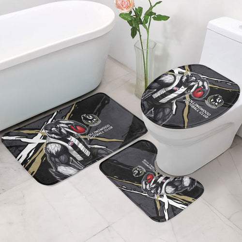 Collingwood Football Club Bathroom Set Magpies Muscular Mascot Graphic - Abstract Paint Splatter Art