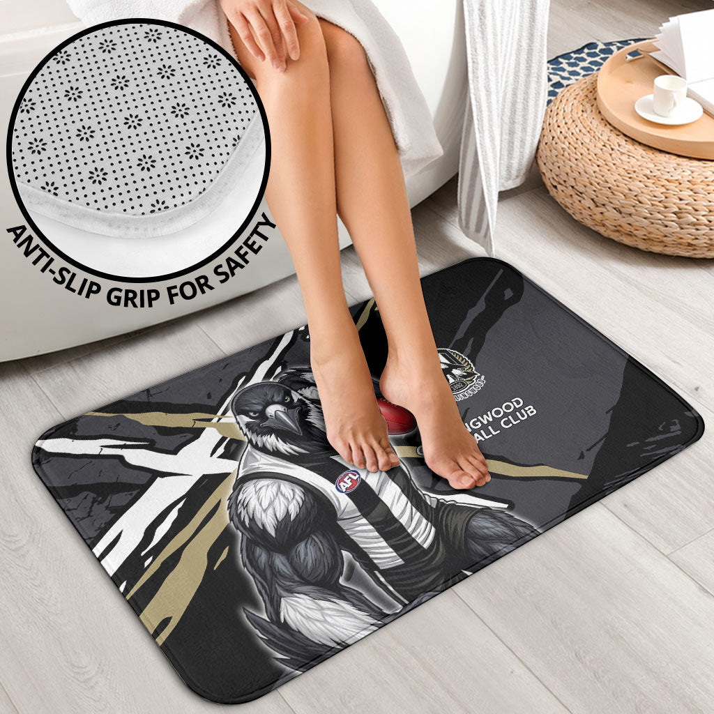 Collingwood Football Club Bathroom Set Magpies Muscular Mascot Graphic - Abstract Paint Splatter Art