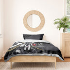 Collingwood Football Club Bedding Set Magpies Muscular Mascot Graphic - Abstract Paint Splatter Art