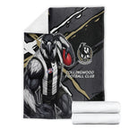 Collingwood Football Club Blanket Magpies Muscular Mascot Graphic - Abstract Paint Splatter Art