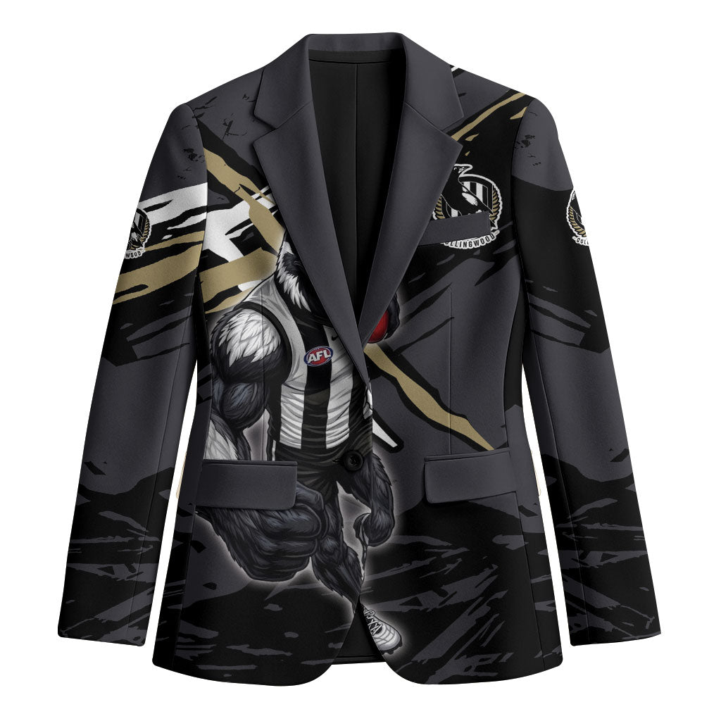 Collingwood Football Club Blazer Magpies Muscular Mascot Graphic - Abstract Paint Splatter Art