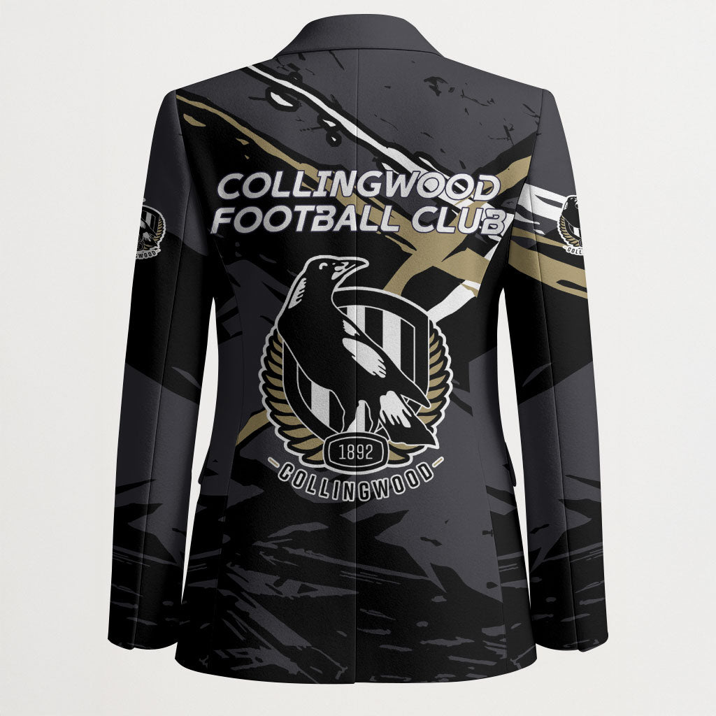 Collingwood Football Club Blazer Magpies Muscular Mascot Graphic - Abstract Paint Splatter Art