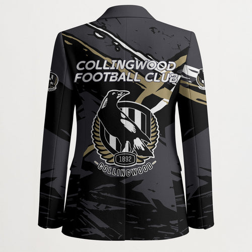 Collingwood Football Club Blazer Magpies Muscular Mascot Graphic - Abstract Paint Splatter Art