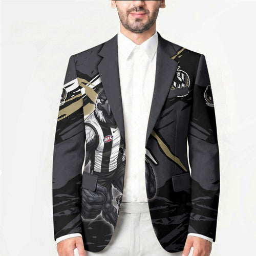 Collingwood Football Club Blazer Magpies Muscular Mascot Graphic - Abstract Paint Splatter Art