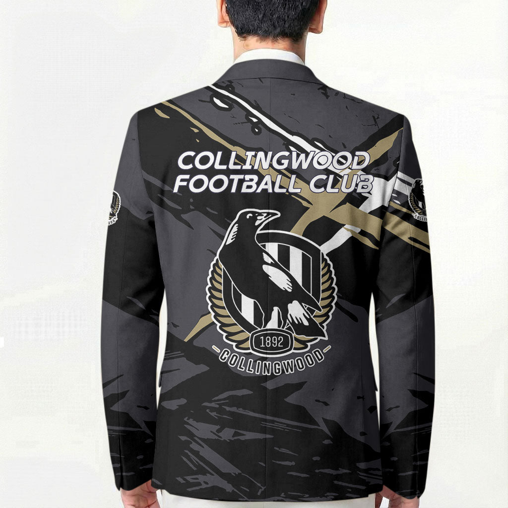 Collingwood Football Club Blazer Magpies Muscular Mascot Graphic - Abstract Paint Splatter Art