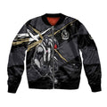 Collingwood Football Club Bomber Jacket Magpies Muscular Mascot Graphic - Abstract Paint Splatter Art