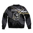Collingwood Football Club Bomber Jacket Magpies Muscular Mascot Graphic - Abstract Paint Splatter Art