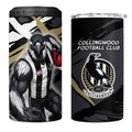 Collingwood Football Club 4 in 1 Can Cooler Tumbler Magpies Muscular Mascot Graphic - Abstract Paint Splatter Art