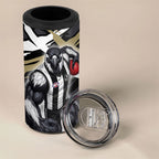 Collingwood Football Club 4 in 1 Can Cooler Tumbler Magpies Muscular Mascot Graphic - Abstract Paint Splatter Art