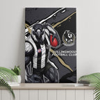 Collingwood Football Club Canvas Wall Art Magpies Muscular Mascot Graphic - Abstract Paint Splatter Art