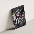 Collingwood Football Club Canvas Wall Art Magpies Muscular Mascot Graphic - Abstract Paint Splatter Art