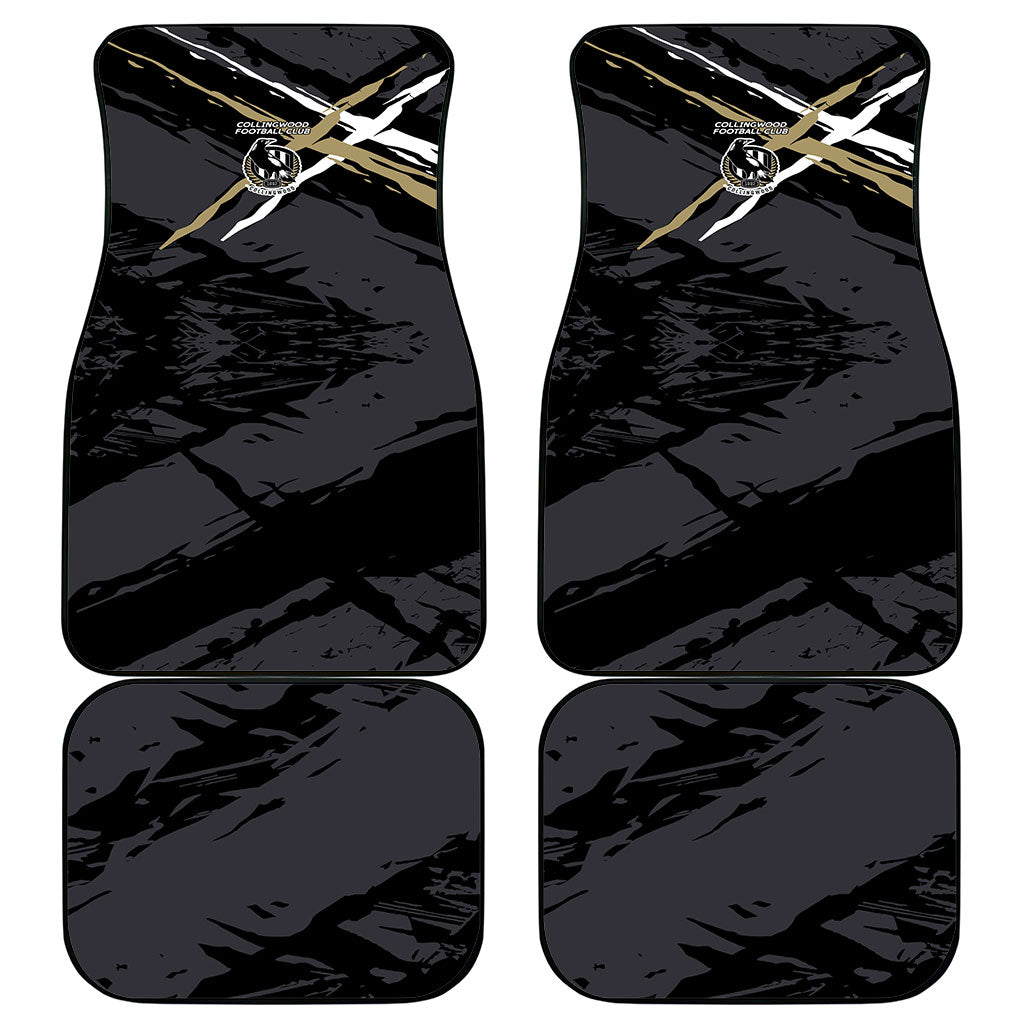 Collingwood Football Club Car Mats Magpies Muscular Mascot Graphic - Abstract Paint Splatter Art