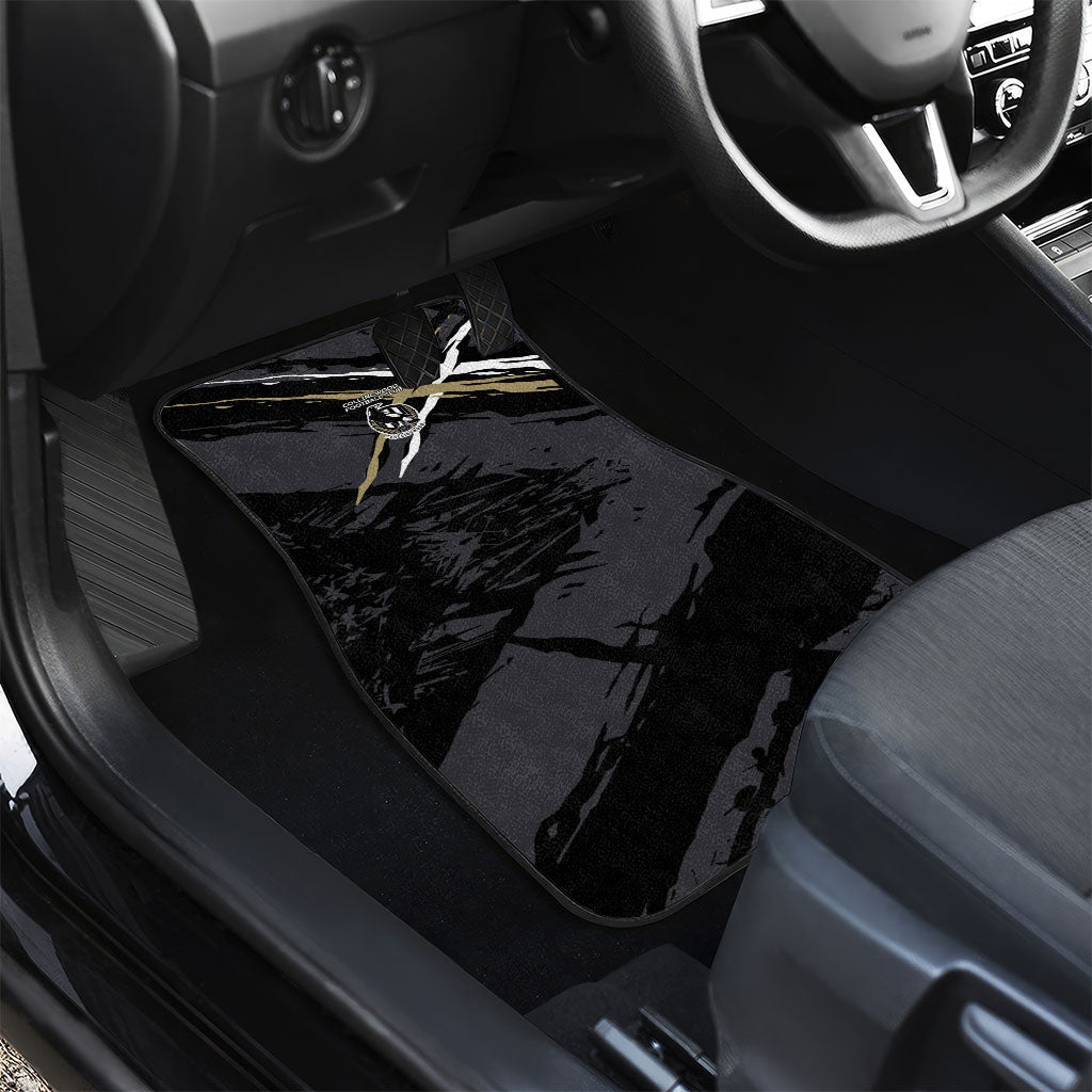Collingwood Football Club Car Mats Magpies Muscular Mascot Graphic - Abstract Paint Splatter Art