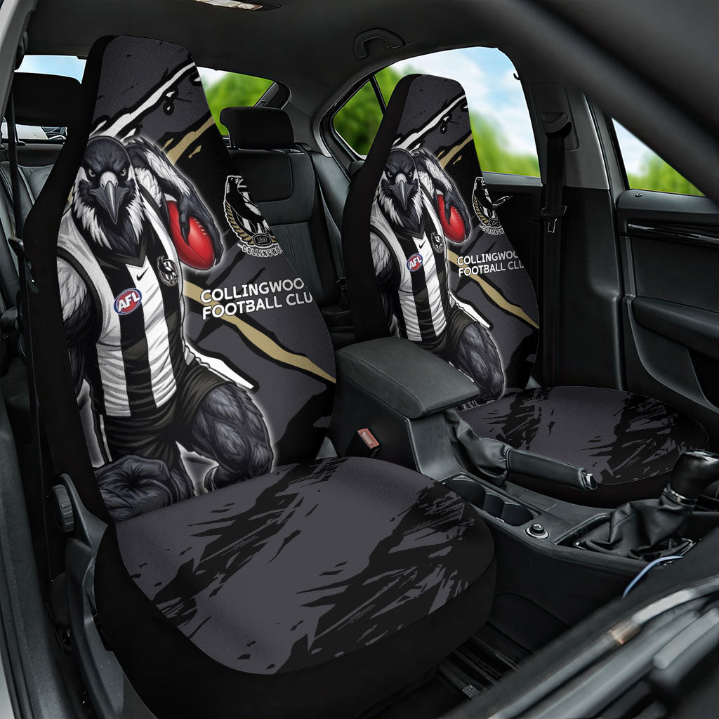 Collingwood Football Club Car Seat Cover Magpies Muscular Mascot Graphic - Abstract Paint Splatter Art