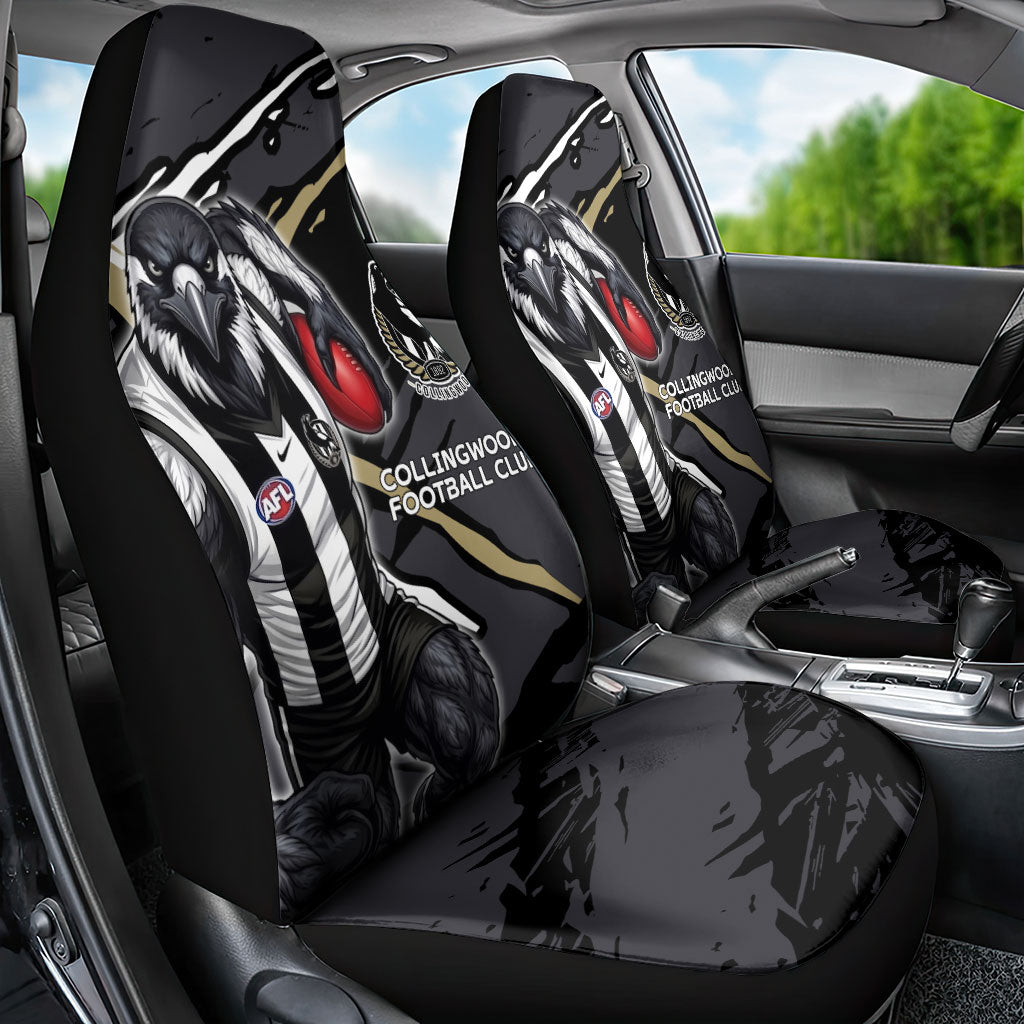 Collingwood Football Club Car Seat Cover Magpies Muscular Mascot Graphic - Abstract Paint Splatter Art