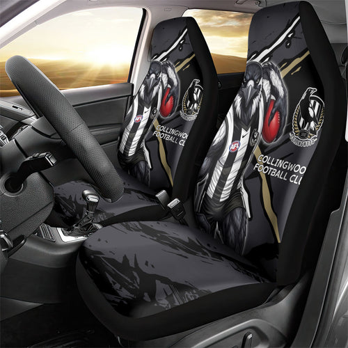 Collingwood Football Club Car Seat Cover Magpies Muscular Mascot Graphic - Abstract Paint Splatter Art