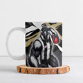 Collingwood Football Club Ceramic Mug Magpies Muscular Mascot Graphic - Abstract Paint Splatter Art