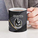 Collingwood Football Club Ceramic Mug Magpies Muscular Mascot Graphic - Abstract Paint Splatter Art