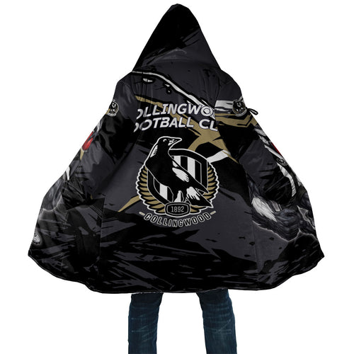 Collingwood Football Club Cloak Magpies Muscular Mascot Graphic - Abstract Paint Splatter Art