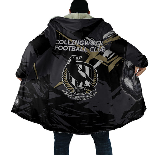Collingwood Football Club Cloak Magpies Muscular Mascot Graphic - Abstract Paint Splatter Art