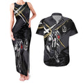 Collingwood Football Club Couples Matching Tank Maxi Dress and Hawaiian Shirt Magpies Muscular Mascot Graphic - Abstract Paint Splatter Art