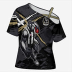 Collingwood Football Club Cross Shoulder Shirt Magpies Muscular Mascot Graphic - Abstract Paint Splatter Art