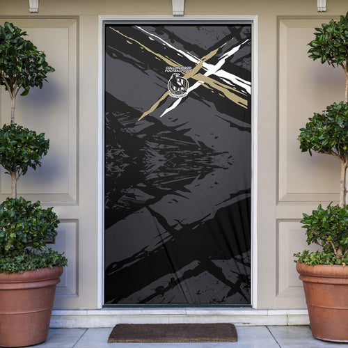 Collingwood Football Club Door Cover Magpies Muscular Mascot Graphic - Abstract Paint Splatter Art