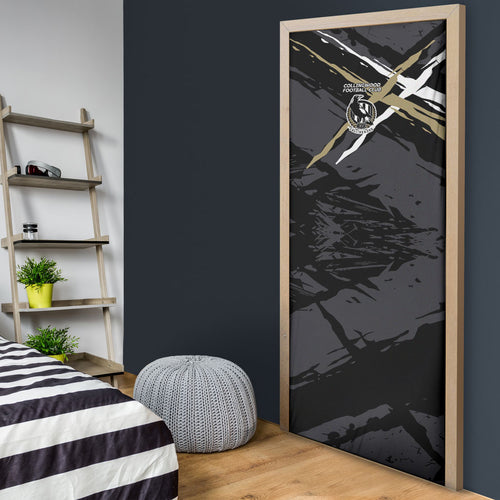 Collingwood Football Club Door Cover Magpies Muscular Mascot Graphic - Abstract Paint Splatter Art