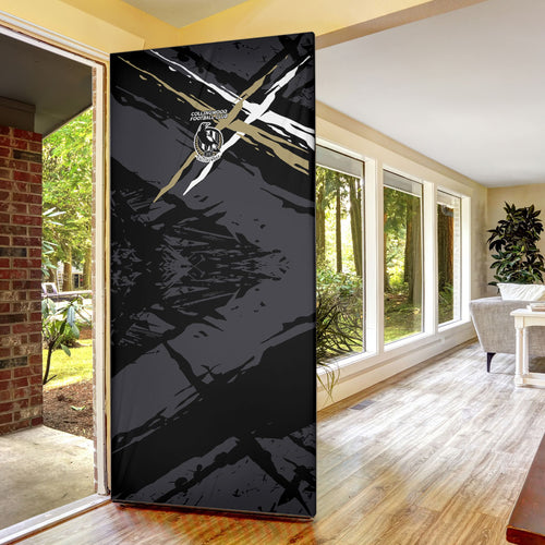 Collingwood Football Club Door Cover Magpies Muscular Mascot Graphic - Abstract Paint Splatter Art