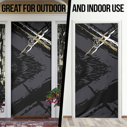 Collingwood Football Club Door Cover Magpies Muscular Mascot Graphic - Abstract Paint Splatter Art