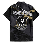 Collingwood Football Club Family Matching Summer Maxi Dress and Hawaiian Shirt Magpies Muscular Mascot Graphic - Abstract Paint Splatter Art