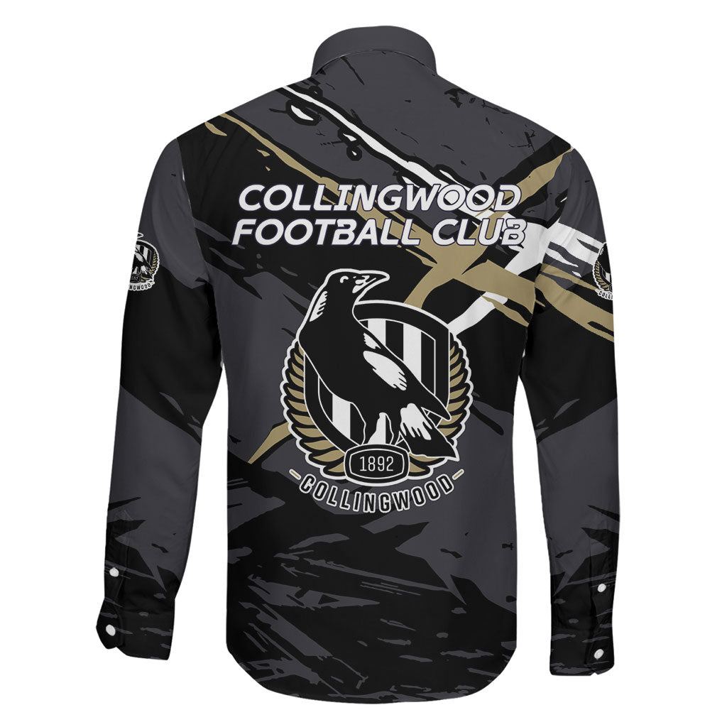 Collingwood Football Club Family Matching Summer Maxi Dress and Hawaiian Shirt Magpies Muscular Mascot Graphic - Abstract Paint Splatter Art