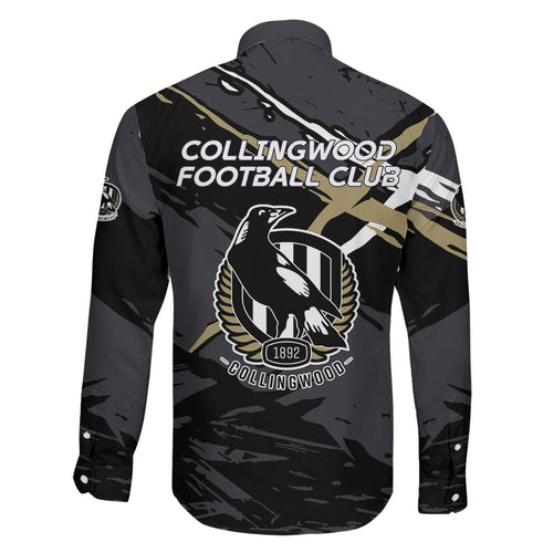 Collingwood Football Club Family Matching Summer Maxi Dress and Hawaiian Shirt Magpies Muscular Mascot Graphic - Abstract Paint Splatter Art