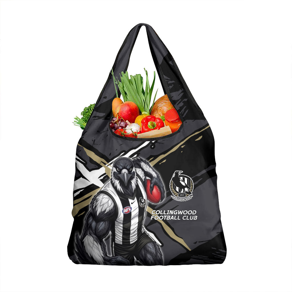 Collingwood Football Club Grocery Bag Magpies Muscular Mascot Graphic - Abstract Paint Splatter Art