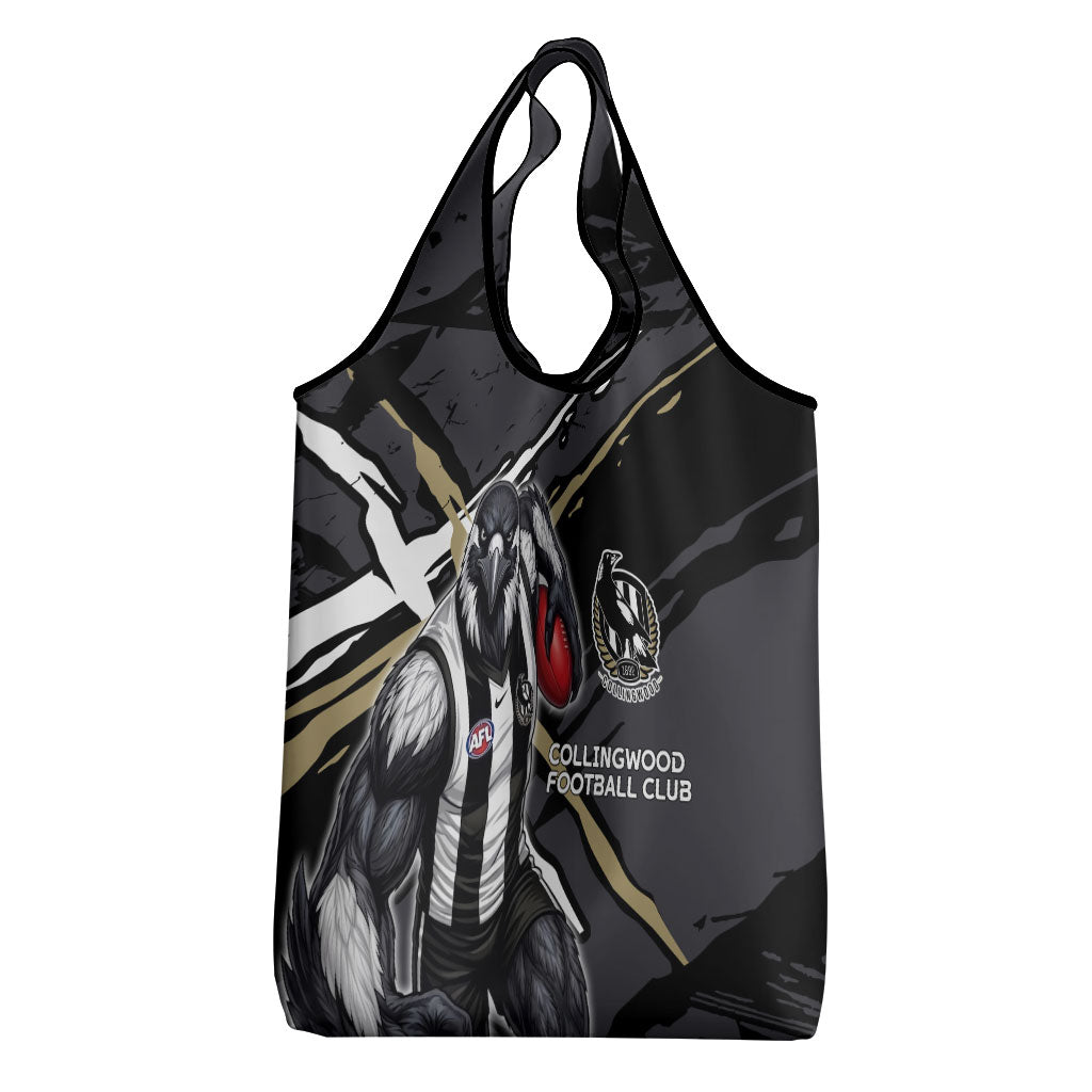 Collingwood Football Club Grocery Bag Magpies Muscular Mascot Graphic - Abstract Paint Splatter Art