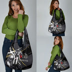 Collingwood Football Club Grocery Bag Magpies Muscular Mascot Graphic - Abstract Paint Splatter Art