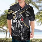 Collingwood Football Club Hawaiian Shirt Magpies Muscular Mascot Graphic - Abstract Paint Splatter Art