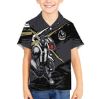 Collingwood Football Club Hawaiian Shirt Magpies Muscular Mascot Graphic - Abstract Paint Splatter Art