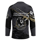 Collingwood Football Club Hockey Jersey Magpies Muscular Mascot Graphic - Abstract Paint Splatter Art